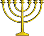 An image of a seven candle menorah. It is Judaic religious symbol.