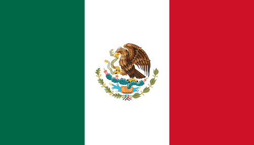 A graphic of the Mexican flag. In the middle of it is a representation of an eagle tearing apart a snake.