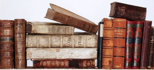 stack of old books