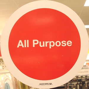Image of red circular sign that says “All Purpose”