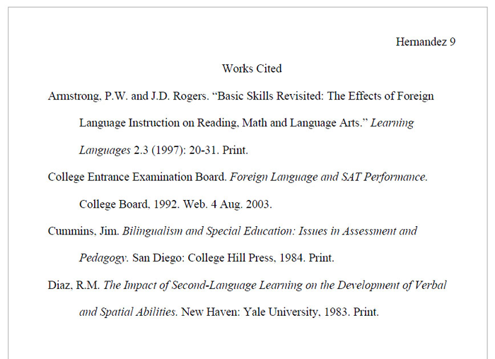Example of paper using MLA rules