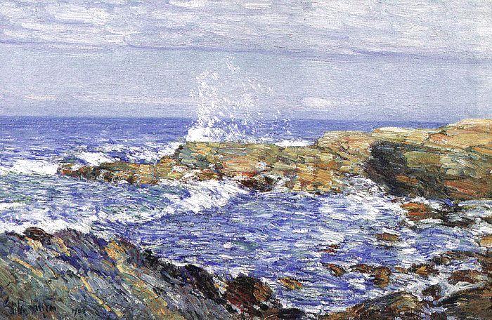 A photograph of a painting of ocean waves
