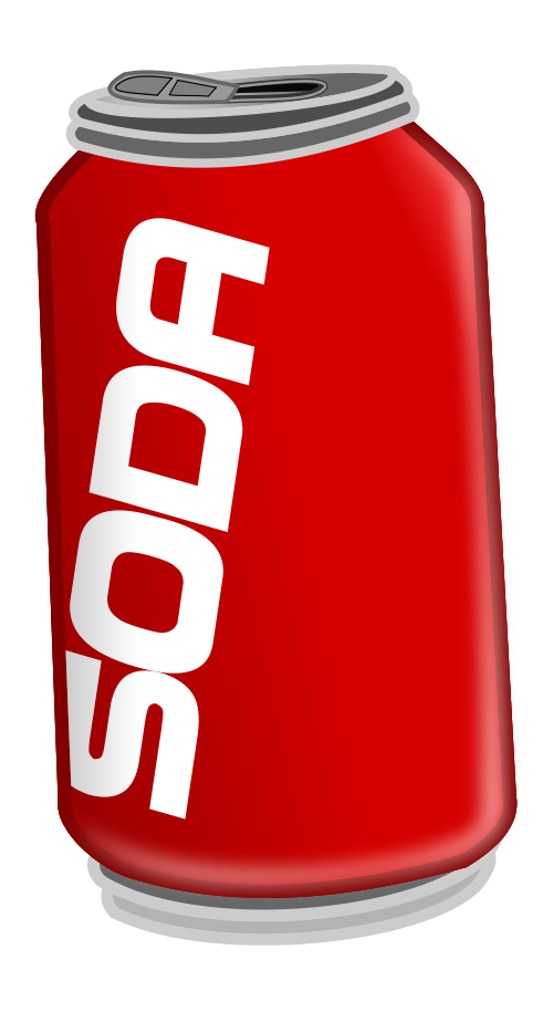 An image of a soda can with the word SODA on it.