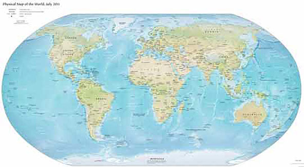 Image of a world physical map.