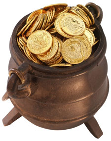 Image of an iron pot filled with gold