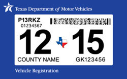 Image of a Texas DMV Vehicle registration