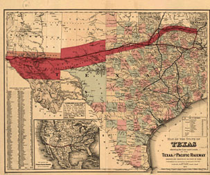 Image of a map of railroad lines for Pacific Railway