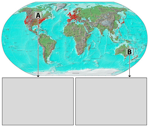 This Is An Image Of A World Map That Displays All Seven Continents; The ...