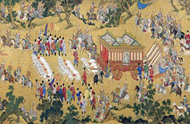 Image of a painting depicting the departure of the Ming Dynasty.