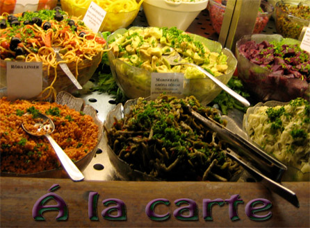 an image of several foods a la cart