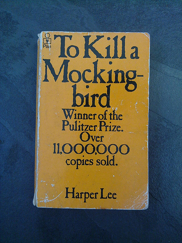 A photograph of a paperback copy of the book “To Kill A Mockingbird” by Harper Lee