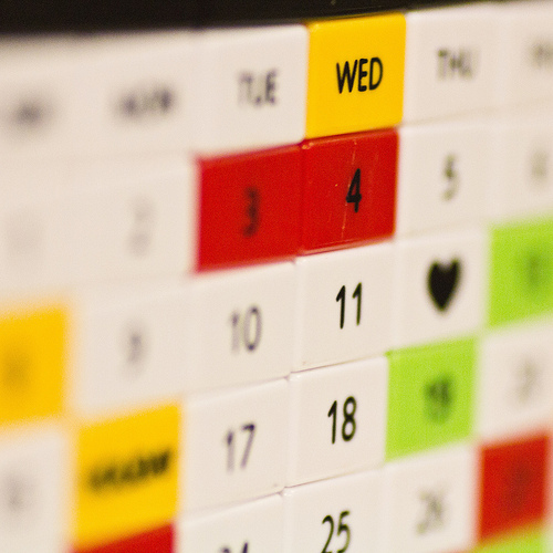 A photograph of a calendar where only Wednesday is shown.