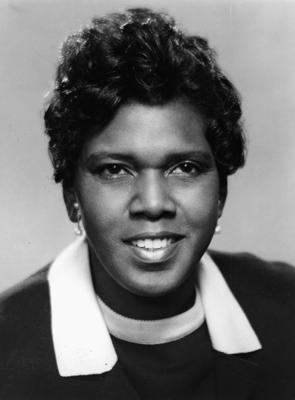 A photograph of African American U.S. Representative Barbara Jordan
