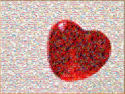 An image of a valentine’s heart made up of bits of other images