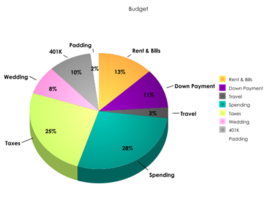 colorful pie chart with segments for budget categories