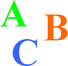 A graphic of the capital letters A, B, and C