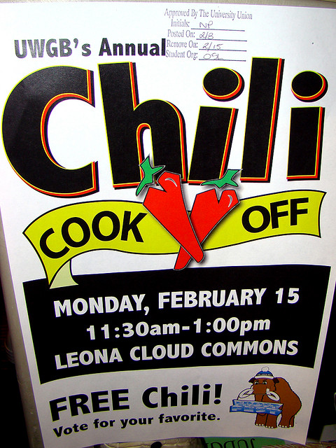 A photograph of a poster advertising a Chili Cook-off