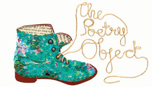 An image of a shoe with the laces spelling ou the words “the poetry object.”
