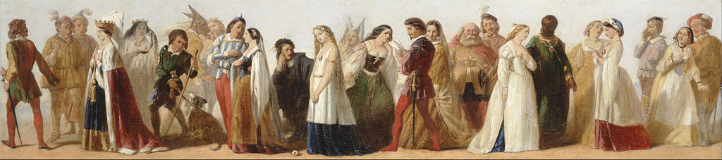 A painting of the major characters in the plays of William Shakespeare