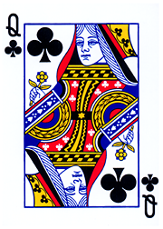 The face of a queen of hearts playing card