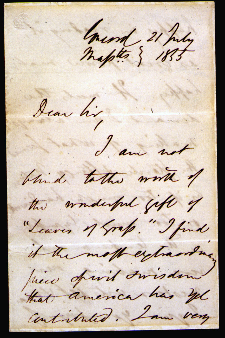 A photocopy of handwriting on a letter from 1855.