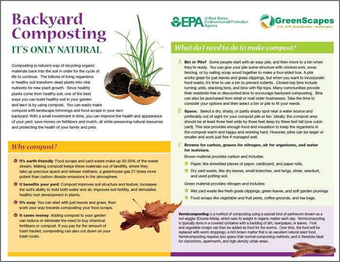 screenshot of 2 page government brochure about composting
