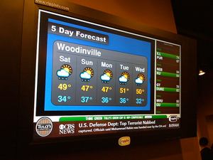 An image of a weather table used in a news broadcast’s five-day forecast