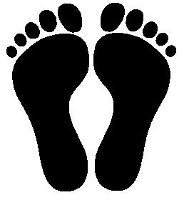 An image of footprints of feet standing parallel.