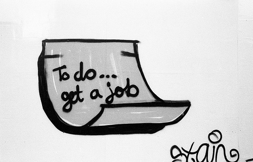 An image of a note that reads “To do…get a job.”