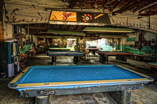 An empty pool hall
