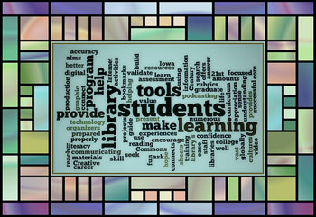 A wordle of words related to library, or librarian
