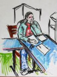 drawing of a student contemplating while writing