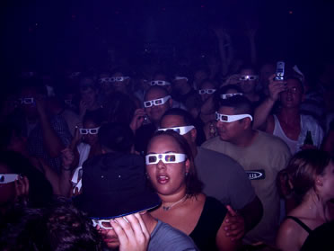 Audience wearing 3D glasses