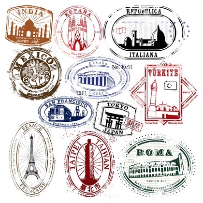 travel stickers from around the world.