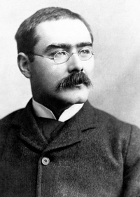 A black and white photograph of Rudyard Kipling