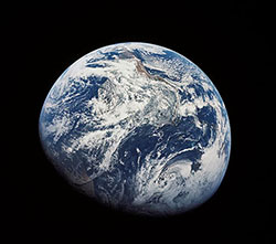 A photograph of the earth taken from space.