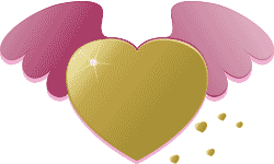 Dreamy Gold Heart with Pink Wings and a little splash of small Golden Hearts.