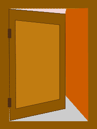 A graphic image of an open door.
