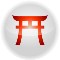A symbol of a shrine representing the Japanese belief in Shinto.