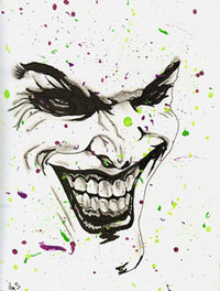 A drawing of the Joker from the Batman series of comics and films