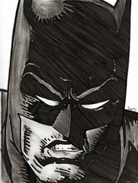 A drawing of the character batman form the comics and films.
