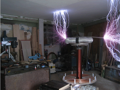 Sparks from tesla coil