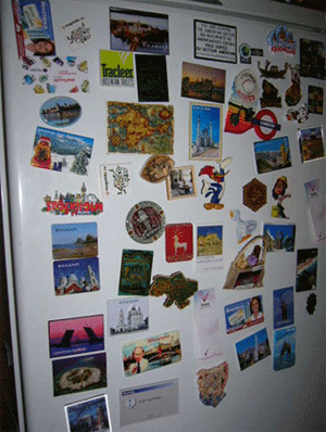 colorful objects stuck to a refrigerator