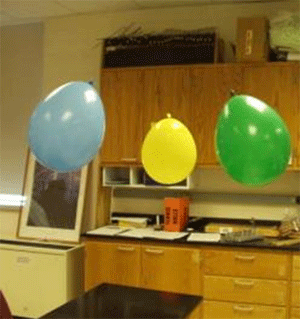 three balloons repelling one another