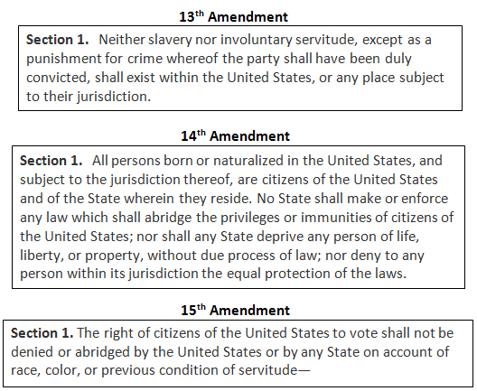 13th 14th and 15th amendments